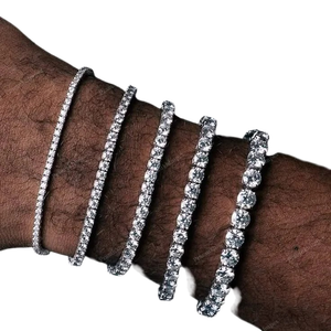 925 Sterling <b>Silver</b> 4mm 8inch Moissanite Diamond Tennis Bracelet Hip Hop Fashion Jewelry <b>Mens</b> Bracelet Hip Hop Bracelet Jewelry - Product Image 1
