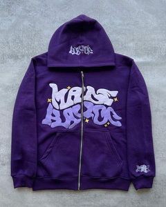 Sudadera con capucha y cremallera completa, 100% algodón, con estampado gráfico, cortavientos, ecológica, de gran tamaño, personalizada para tejido French Terry de alto gramaje. - Product Image 2