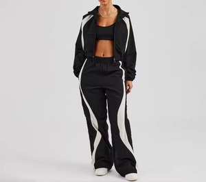 <b>Lightweight</b> Windbreaker Zipper <b>Jacket</b> and Pant Set Ladies Tracksuit <b>Women</b> Wholesale Custom Waterproof Nylon Tracksuit - Product Image 2