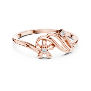 Bague élégante en or rose à motif floral ondulé pour femme, bijou de mode minimaliste pour promesse ou fiançailles, cadeau idéal - Product Image 2