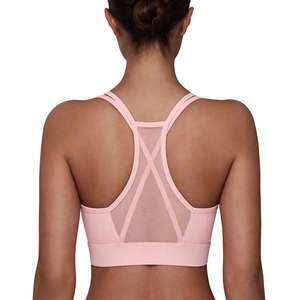 Women's Halter <b>Neck</b> Cut Out Mesh Yoga Sports Bra Breathable Light Support Removable <b>Pads</b> Yoga Sport Bra Women's Breathable - Product Image 3
