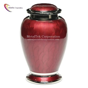 <b>Red</b> Metal Aluminium Adult Funeral Cremation Urns for Human Ashes Handcrafted Luxury Style Memorial Decorative Urns Manufacturer - Product Image 4