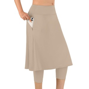 Jupe crayon modeste pour femme, taille haute, couleur unie, avec poches, respirante, en nylon tricoté, écologique, infroissable, séchage rapide - Product Image 6