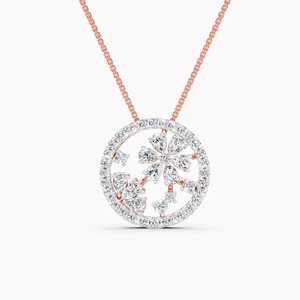 Collier pendentif floral en diamant cultivé en laboratoire de 1,07 ct en or jaune, blanc et rose 9 carats - Product Image 1
