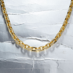 Collar de Lujo con Eslabones Rectangulares de Diamantes Moissanite, Plata de Ley 925, Chapado en Oro Amarillo, Joyería Iced Out - Product Image 3