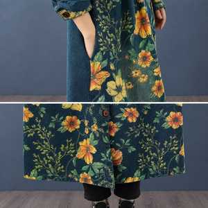 Solid Denim Long <b>Coat</b> Women Mandarin Collar Oversized a Line Mid Length Casual Jacket Colored Wash Breathable Winter - Product Image 6