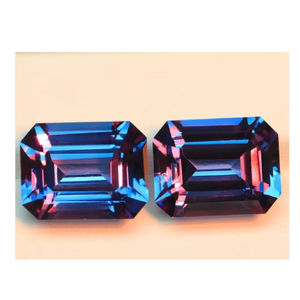 Piedra preciosa de alejandrita con corte esmeralda de 12x10 mm creada en laboratorio - Gemas Alex de alta calidad que cambian de color - Piedra sintética para joyería - Product Image 1