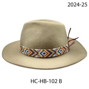 Bandeau de chapeau tissé de perles 1,25x21 pouces, avec perles de rocaille, perles en métal et en plastique, nœuds en cuir, style western cowboy, large - Product Image 5