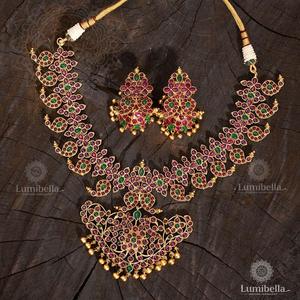 Kemp 24K Gold Plated Zircon for Mango Short Necklace-Fine Bridal Jewelry Set - Product Image 3