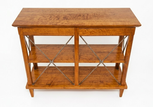 Console Moderne et Élégante en Bois de Mahagoni Massif avec Étagère de Rangement et Présentoir, Meuble pour École et Salon avec Détails Métalliques - Product Image 3