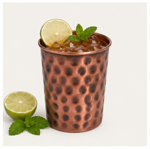 Pure <b>Copper</b> Hammered Water Tumbler Handcrafted Drinking Glass for Wellness, Eco-Friendly & Antimicrobial Luxury Drinkware - Product Image 4