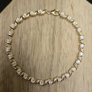 Pulsera de tenis de plata de ley chapada en rodio con diseño de cuerda trenzada y moissanita de corte brillante redondo, joyería clásica de lujo - Product Image 4