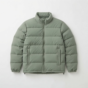 Chaqueta Acolchada Verde Oliva para Hombre, Cuello Alto, Cierre de Cremallera, Cortavientos, Abrigo Casual de Invierno, Corte Regular, Relleno de Poliéster - Product Image 1