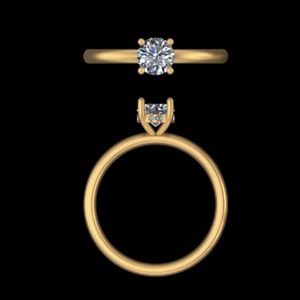 Elegante Anillo de Compromiso Solitario con Diamante Cultivado en Laboratorio de 0.64 Quilates, Certificado IGI, Oro Amarillo de 14k, Detalle de Acento Oculto, Minimalista - Product Image 1