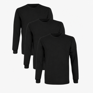 Camisetas Formales de Algodón para Hombre, Manga Larga, Cuello Redondo, Corte Regular, con Diseño de Patrón y Logotipo Frontal, 300 Gramos - Product Image 2