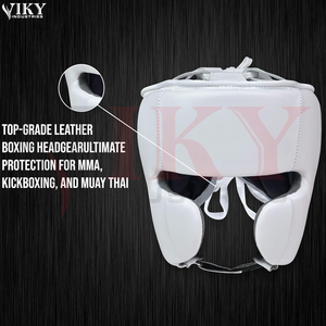 Protector de Cabeza de Boxeo de Cuero Blanco Puro, Estilo Sparring, con Cordones, para Entrenamiento de Artes Marciales, de Cara Abierta, con Alta Absorción de Impactos, Marca Personalizada - Product Image 2