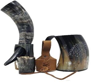 Corne à boire viking artisanale écologique avec motif de koï, style animal, couleur personnalisée, décoration d'intérieur - Product Image 1