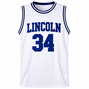 Camiseta de Baloncesto Lincoln 34 Blanca de Malla sin Mangas con Cuello Redondo para Hombre Adulto, Transpirable, Estampada y Sublimada, Ropa Deportiva al por Mayor - Product Image 1
