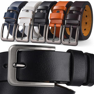 Men's Premium Quality Classic Casual Cow Hide Genuine Leather Belt Alloy <b>Square</b> Buckle <b>Adjustable</b> Length Eco-Friendly Heavy Duty - Product Image 2