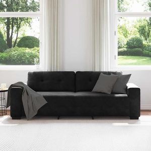 Canapé 3 places en velours noir 220x78x80 cm pour salon - Product Image 3