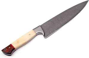 Cuchillo de Chef de Acero de Damasco Forjado a Mano de 8 Pulgadas con Mango Personalizado de Hueso y Madera, Cuchillos de Cocina Profesionales de Acero con Alto Contenido de Carbono - Product Image 5