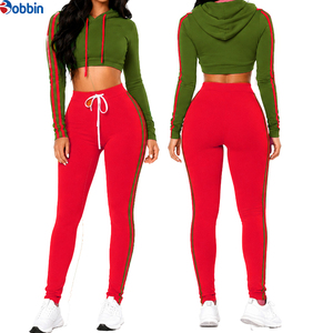 Conjunto Deportivo Verde y Naranja de Alta Calidad para Mujer, Sudadera Corta con Capucha y Pantalones Jogger de Cintura Alta, Estilo Universitario, Ropa Deportiva Urbana - Product Image 6