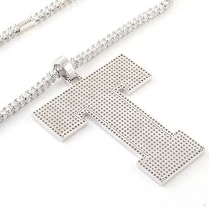Collier personnalisé en argent sterling 925 avec pendentif lettre en moissanite et chaîne Ice Cube, bijou initial Hip Hop pour soirée - Product Image 2