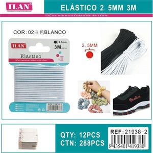 Fascia Elastica ILAN 2.5mm 3m Bianca Per Artigianato e Calzature - Product Image 2