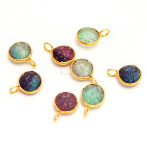 Pendentif fleur en fluorite naturelle multi-éclats, pierre précieuse sculptée à la main, charme en argent sterling 925, pendentif en pierre de fluorite pour bijoux - Product Image 6