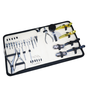 Kit d'outils de pose d'extensions capillaires en acier inoxydable de qualité chirurgicale, couleur marron nude, avec logo personnalisé et étui marron nude – Vente chaude - Product Image 2