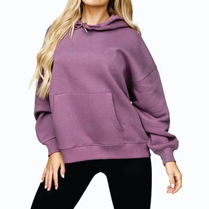 Vente directe d'usine, sweats à capuche surdimensionnés pour femmes, 100% coton, légers, streetwear, sweats à capuche vierges, logo personnalisé - Product Image 1