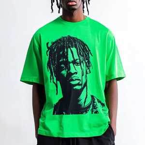 Camiseta Verde Extra Grande Personalizada para Hombre con Estampado Fotográfico Negro, Manga Corta, Cuello Redondo, Estilo Urbano, Tela Jersey, Impresión Serigráfica - Product Image 3