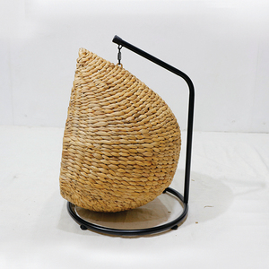 New Design Water Hyacinth Teardrop <b>Cat</b> Swing Chair Hanging Pet Bed with Metal Stand - Product Image 3