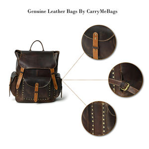 Sac à dos de voyage d'affaires en cuir véritable de haute qualité, couleur personnalisée, grande capacité - Product Image 6