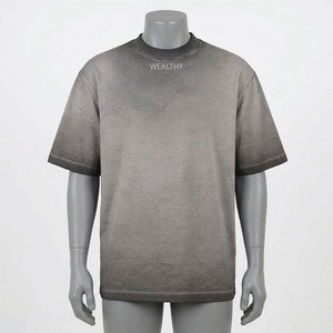 T-shirt en coton surdimensionné pour hommes, col rond, manches courtes, gris uni, décontracté, respirant, écologique, séchage rapide, jersey 220g - Product Image 1