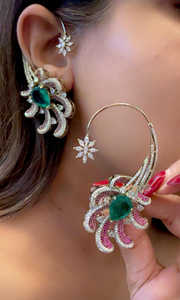 Pendientes de Oreja con Engaste Nano de Piedra Doble de Calidad Premium, Estilo Elegante, Diseño Hermoso, Ideal para Fiestas - Product Image 3