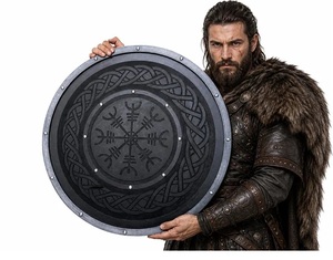 Round Wood Shield Decor with Celtic Knot Design Art Deco <b>Wall</b> Decal for Home Living Room Display - Product Image 1