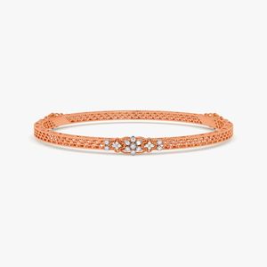 Rose Gold Lab Grown Diamond Floral Cluster Filigree Bangle - Product Image 5