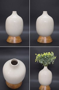 แจกันดอกไม้เคลือบผงสีงาช้างของตกแต่งงานแต่งงานวินเทจดีไซน์คลาสสิก - Product Image 3