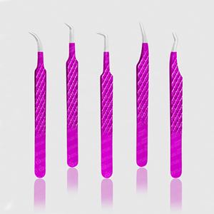 Pince à cils en acier pur magenta Nouveau design Diamond Grip pour couches épaisses et fines Outil de beauté avec pointe de volume pointue - Product Image 1