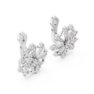 Boucles d'oreilles créoles en argent 925 certifiées VDS IGI avec diamants de laboratoire taille brillant |   DE-VVS2 Diamond Fan Floral Stud Plaqué Rhodium 5G - Product Image 3