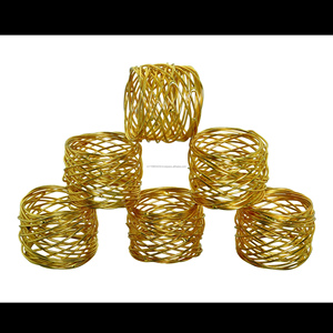 แหวนผ้าเช็ดปากลวดโลหะทรงกลมสำหรับโต๊ะปาร์ตี้ชิ้นกลางตกแต่งบ้านไม่เหมือนใครทำจากไม้และกระดาษพร้อมวัสดุเหล็ก - Product Image 2