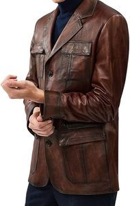 Abrigo de cuero para mujer, Chaquetas de aviador de gamuza para mujer, Chaqueta de seda para hombre, Abrigo holgado con bolsillos decorados - Product Image 3