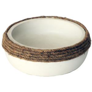 Bol décoratif en céramique à motif animalier avec bordure en corde de jute naturelle - Design bohème artisanal, accent de décoration pour la maison SB-004 - Product Image 1