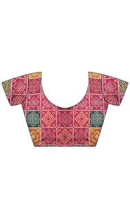 KV Women's Kota Doria <b>Red</b> Woven Design <b>Saree</b> With Unstitched Blouse - Product Image 6