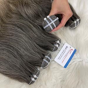 Extensions de cheveux vietnamiennes couleur gris naturel, gris foncé, longueurs courtes, en stock maintenant, prix de gros - Product Image 5
