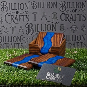 Modern Wood <b>Resin</b> Drink Coasters Decorative Round <b>Table</b> Mats <b>Epoxy</b> Coaster Set for Home Restaurant Hotel - Product Image 6