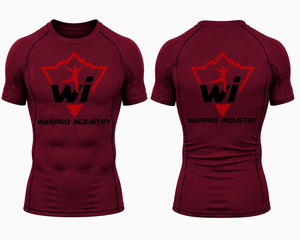 Warpro Industry Men's Short Sleeve Rash Guard <b>Compression</b> <b>Shirt</b> Quick Dry Printed Sport Top Maroon - Product Image 2