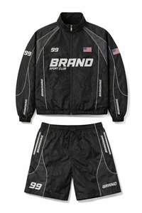 Conjunto de Chaqueta Corta con Capucha y Pantalones Deportivos de Dos Piezas, Talla Grande, para Verano, con Cordón Ajustable, 100% Nailon, Ropa Deportiva Urbana para Adolescentes - Product Image 6