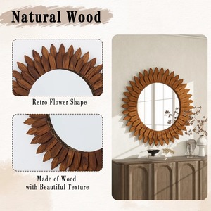 Decorative Flower Petals Metal <b>Frame</b> Round Mirror Perfect For Bathroom And Home Gifting With Artistic Appeal From India - Product Image 3